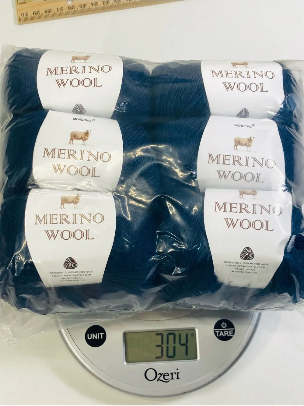 6 NWT ~300g Mengchu 100% Merino Wool Yarn Color Midnight Blue